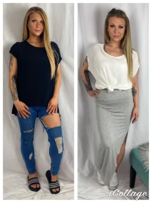 💙 VIVIANA Drape Tops 2 Colours- Black & White