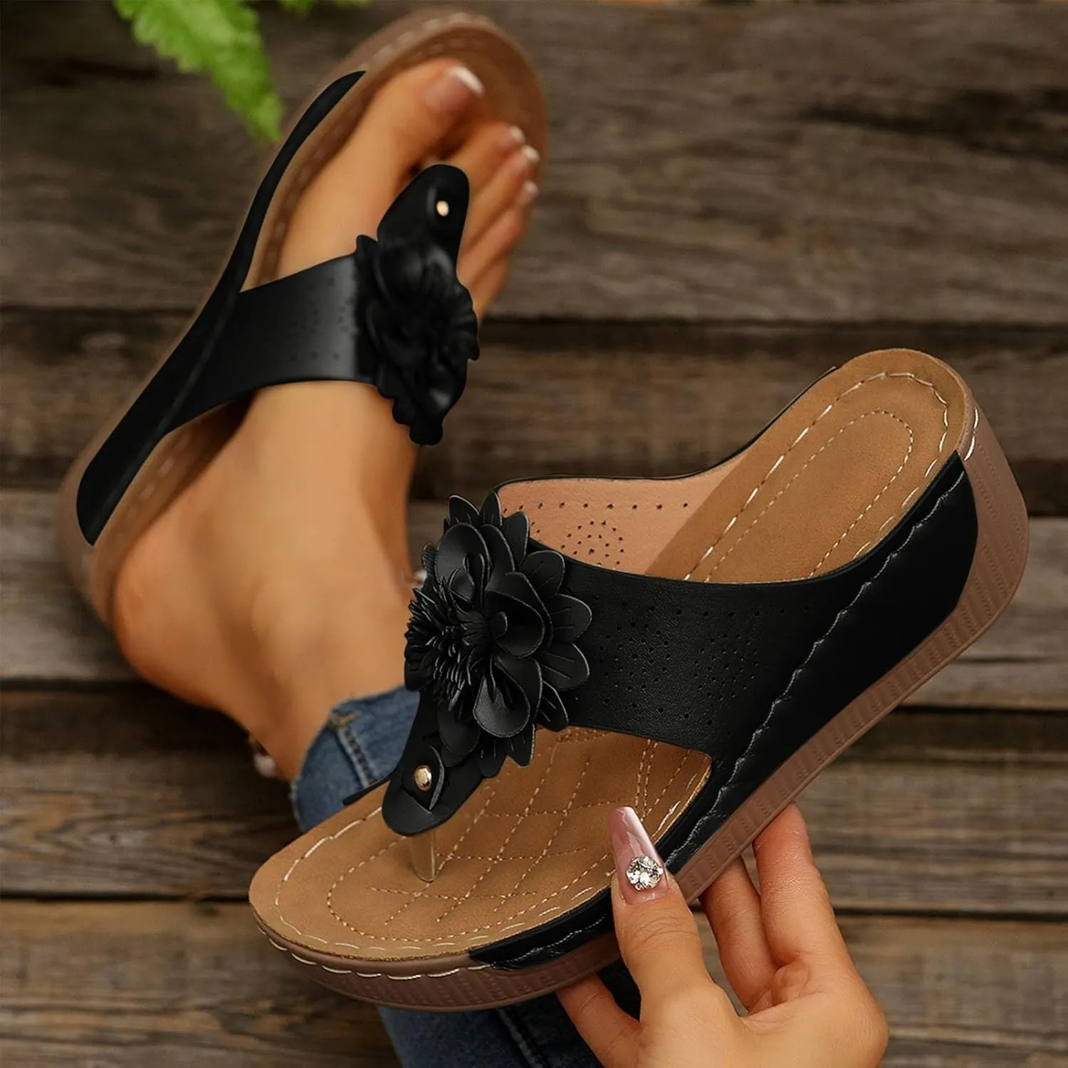 2025 Summer Orthopedic Sandals for Women Comfy Arch Support Slip on Wedge Sandals Dressy Casual Beach Shoes Footwear