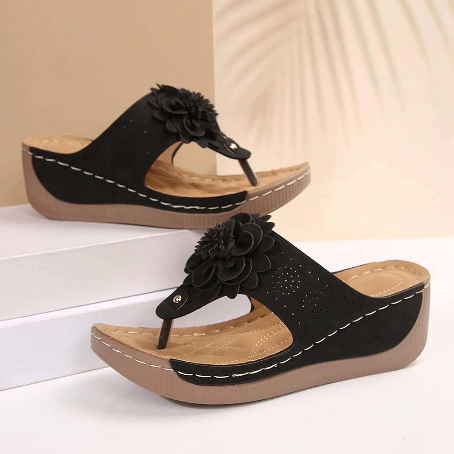 2025 Summer Orthopedic Sandals for Women Comfy Arch Support Slip on Wedge Sandals Dressy Casual Beach Shoes Footwear