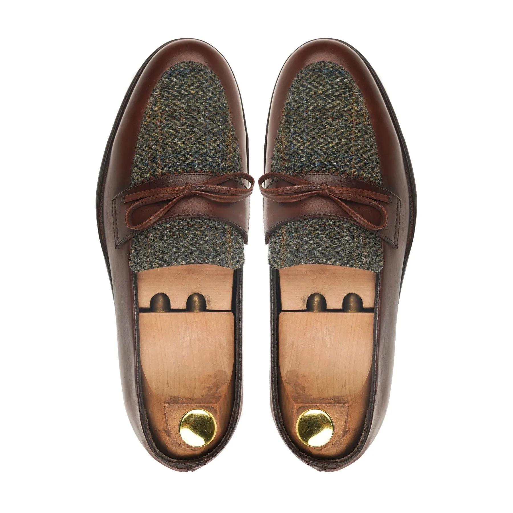 Aber - Men's Brown Calf Leather and Harris Tweed Loafer