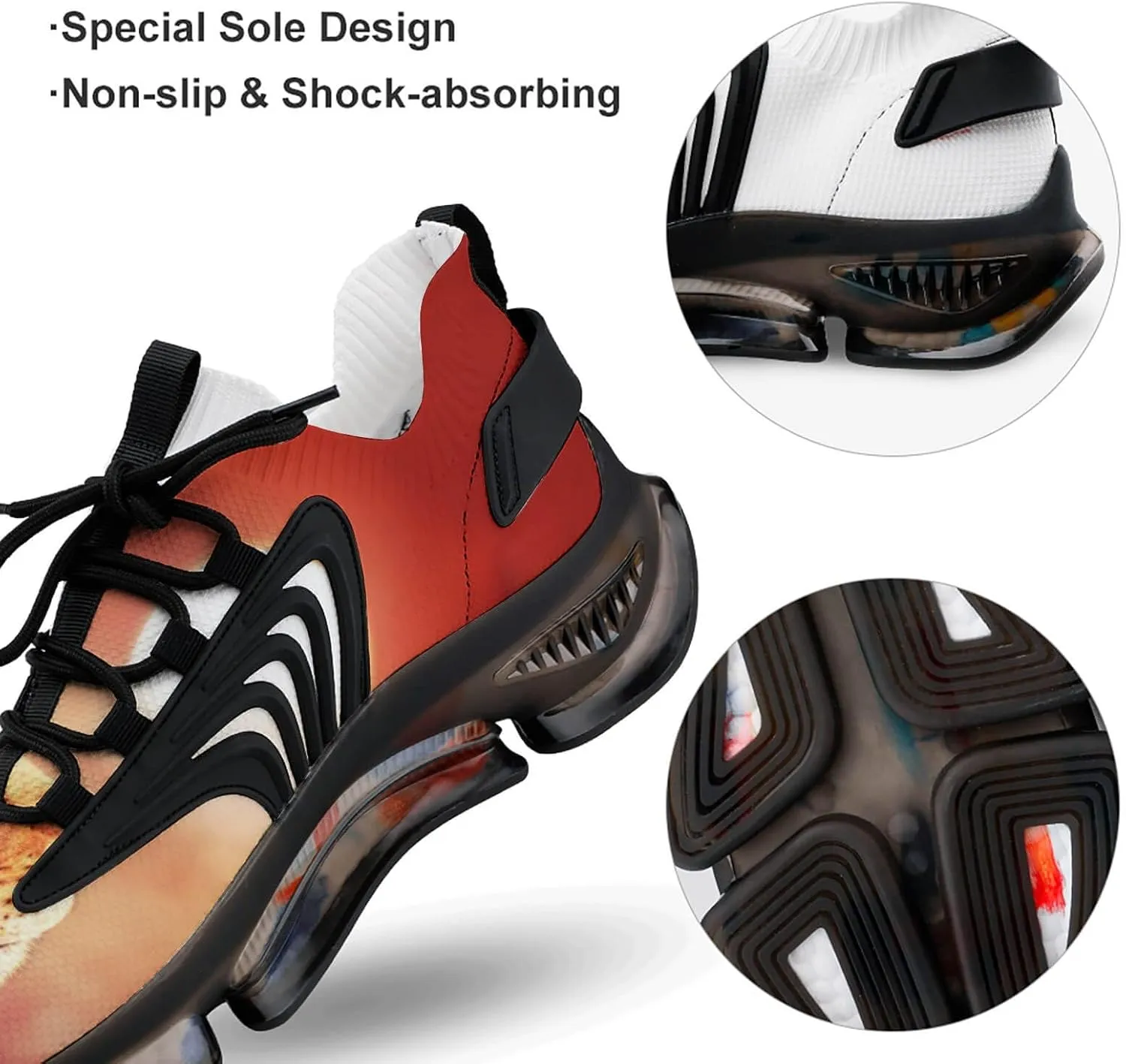 African Lion and Sunset in Africa Walking Shoes for Men Lightweight Tennis Fashion Elastic Sports Shoes Cushion Basketball Shoes