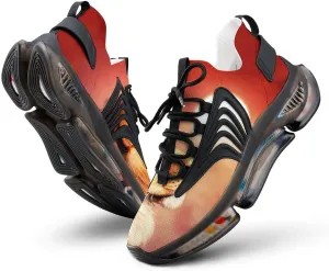 African Lion and Sunset in Africa Walking Shoes for Men Lightweight Tennis Fashion Elastic Sports Shoes Cushion Basketball Shoes