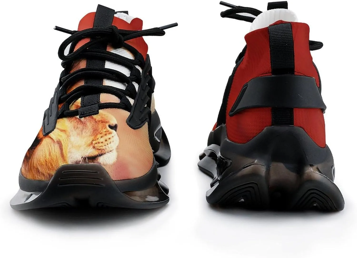 African Lion and Sunset in Africa Walking Shoes for Men Lightweight Tennis Fashion Elastic Sports Shoes Cushion Basketball Shoes