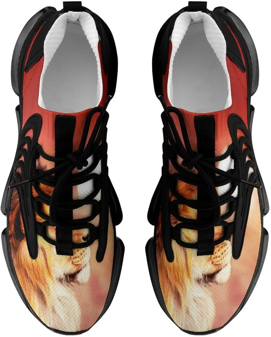 African Lion and Sunset in Africa Walking Shoes for Men Lightweight Tennis Fashion Elastic Sports Shoes Cushion Basketball Shoes