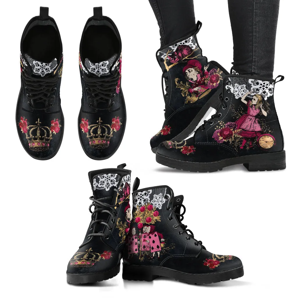 Alice in Wonderland Boots - Alice in Wonderland Gifts #102 Burgundy Series | Aesthetic Shoes Birthday Gift Idea Women's Shoes