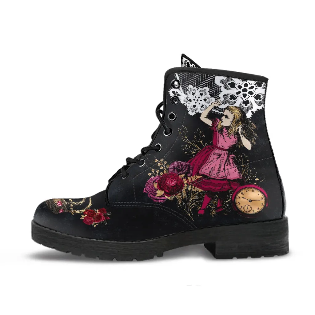 Alice in Wonderland Boots - Alice in Wonderland Gifts #102 Burgundy Series | Aesthetic Shoes Birthday Gift Idea Women's Shoes