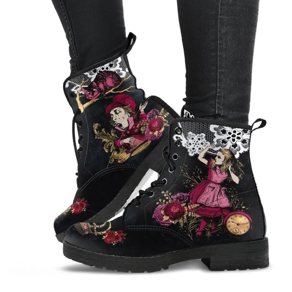 Alice in Wonderland Boots - Alice in Wonderland Gifts #102 Burgundy Series | Aesthetic Shoes Birthday Gift Idea Women's Shoes