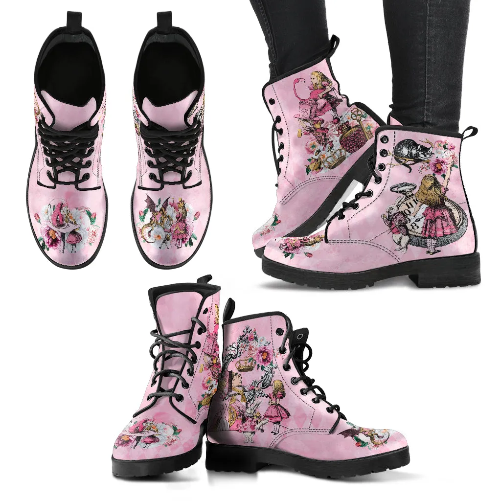 Alice in Wonderland Boots - Alice in Wonderland Gifts #106 Pink Series, Aesthetic Birthday Kawaii Gift, Cute Women's Boots, Custom