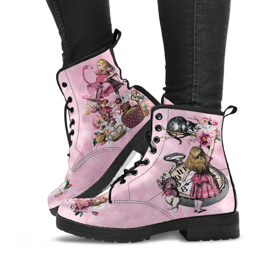 Alice in Wonderland Boots - Alice in Wonderland Gifts #106 Pink Series, Aesthetic Birthday Kawaii Gift, Cute Women's Boots, Custom