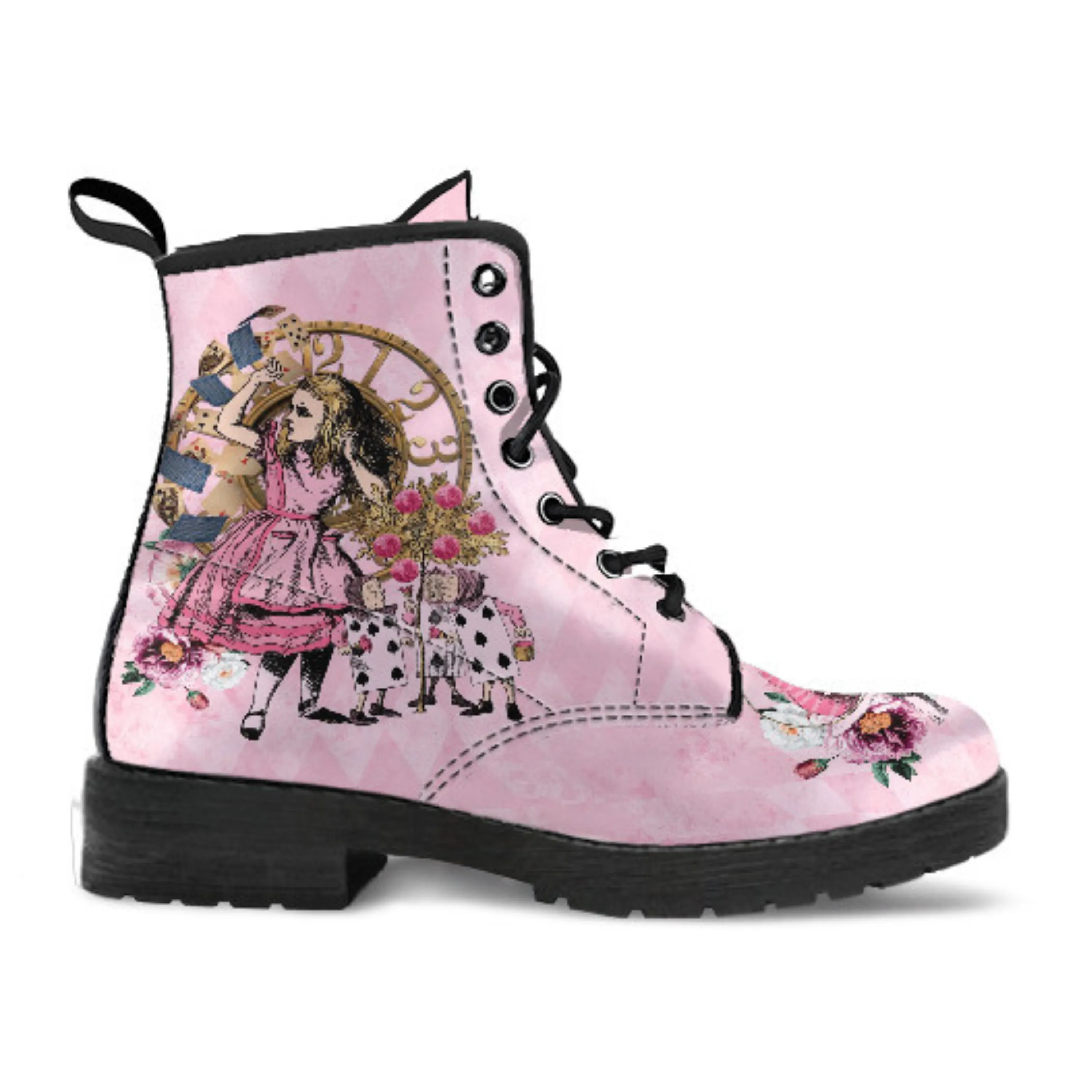 Alice in Wonderland Boots - Alice in Wonderland Gifts #106 Pink Series, Aesthetic Birthday Kawaii Gift, Cute Women's Boots, Custom