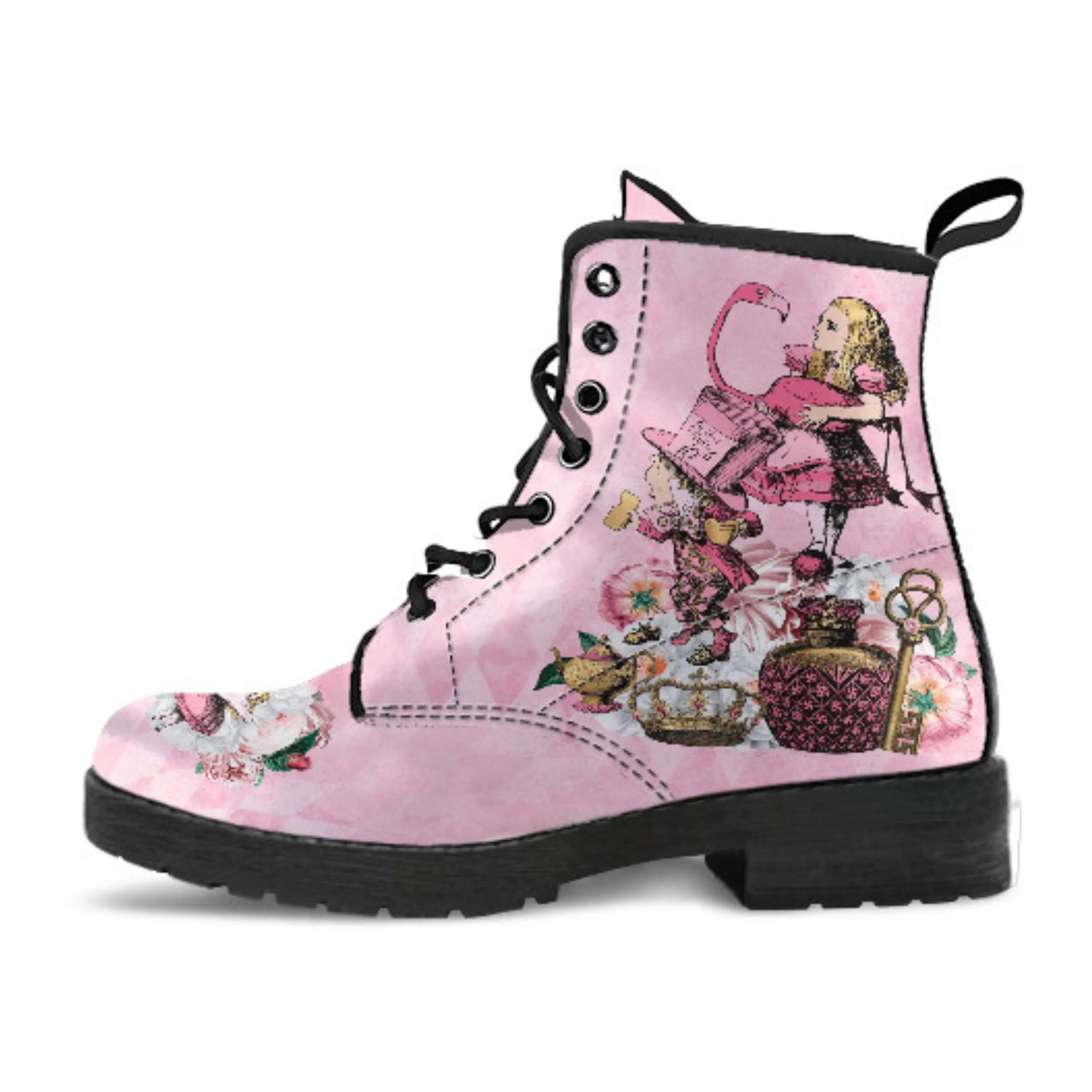 Alice in Wonderland Boots - Alice in Wonderland Gifts #106 Pink Series, Aesthetic Birthday Kawaii Gift, Cute Women's Boots, Custom