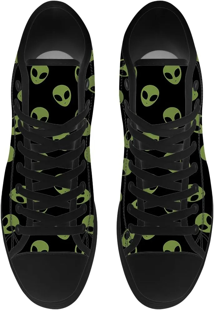 Alien Shoes for Men Women Funny High Top Canvas Sneakers Lace Up Casual Walking Shoes Gifts for Dad Mom