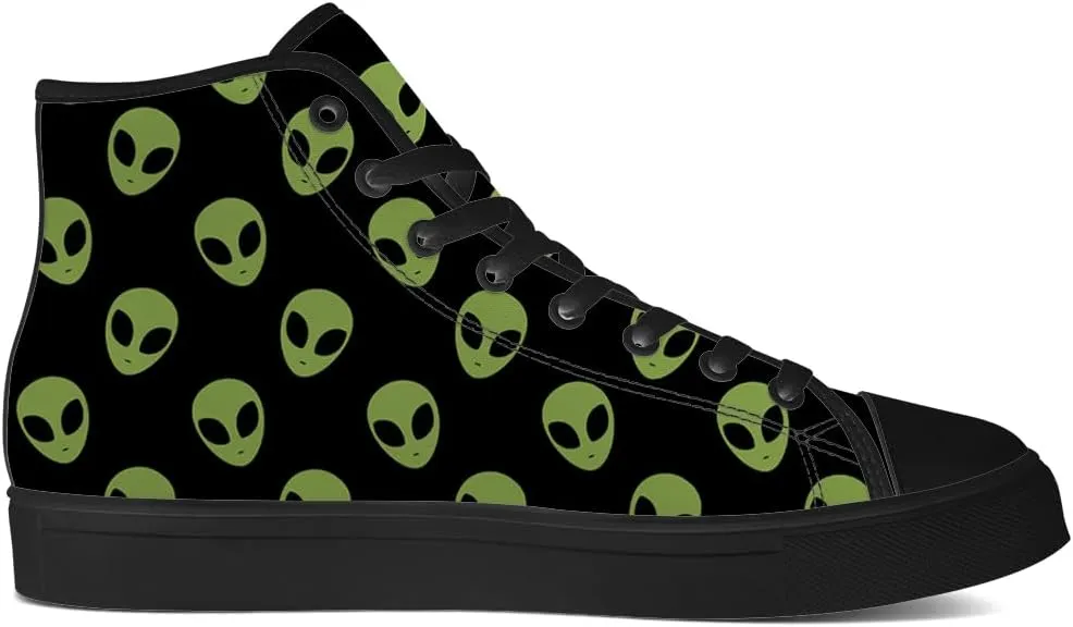 Alien Shoes for Men Women Funny High Top Canvas Sneakers Lace Up Casual Walking Shoes Gifts for Dad Mom