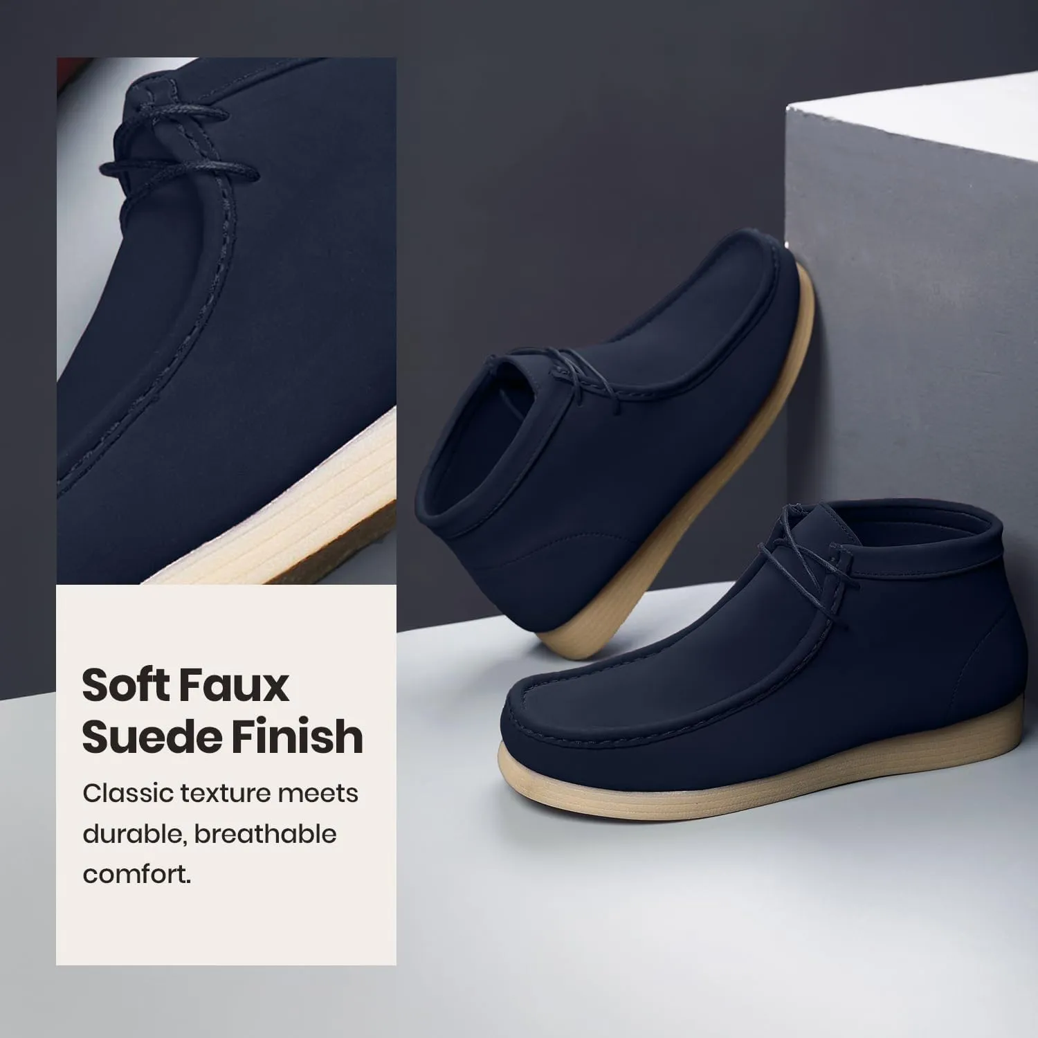 Amali Casual Chukka Boots for Men, High-Top, Lace Up Suede Men's Shoes, Desert Boots with Crepe Rubber Sole