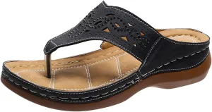 AMDBEL Womens Sandals Comfortable Dressy, Sandals Women Comfortable Dressy Summer Sandals Arch Support Casual Walking Wedges Platform Orthopedic Thong Sandals Anti-Slip Beach Boho Slippers