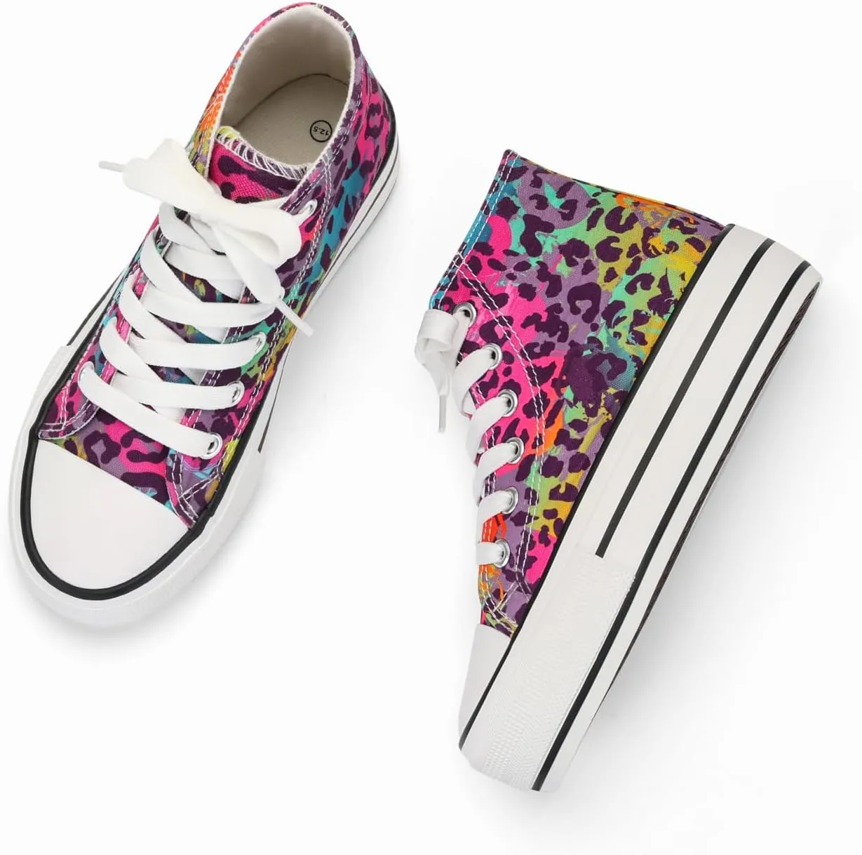 ANTLULU Girls?? Platform Canvas Shoes Low Top and High Top Canvas Sneakers Lace-up Fashion Casual Shoes for Girls