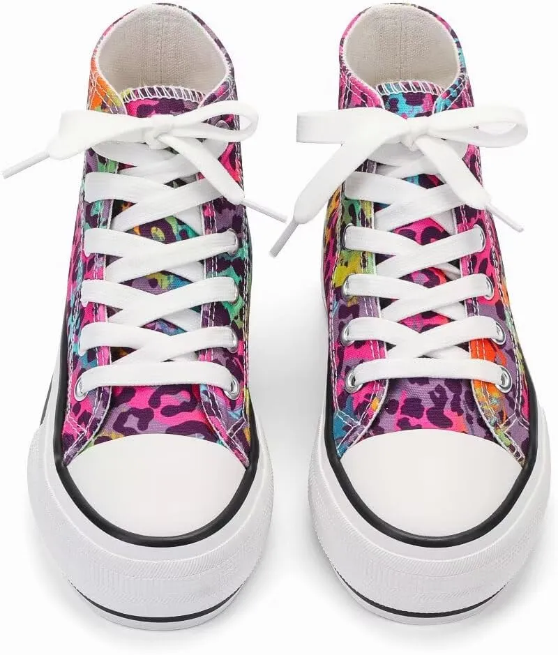 ANTLULU Girls?? Platform Canvas Shoes Low Top and High Top Canvas Sneakers Lace-up Fashion Casual Shoes for Girls
