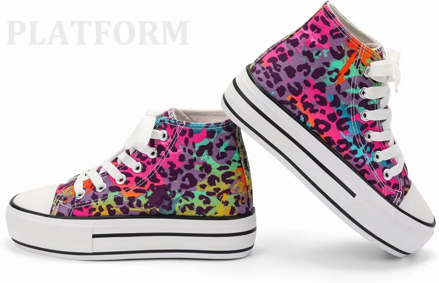 ANTLULU Girls?? Platform Canvas Shoes Low Top and High Top Canvas Sneakers Lace-up Fashion Casual Shoes for Girls