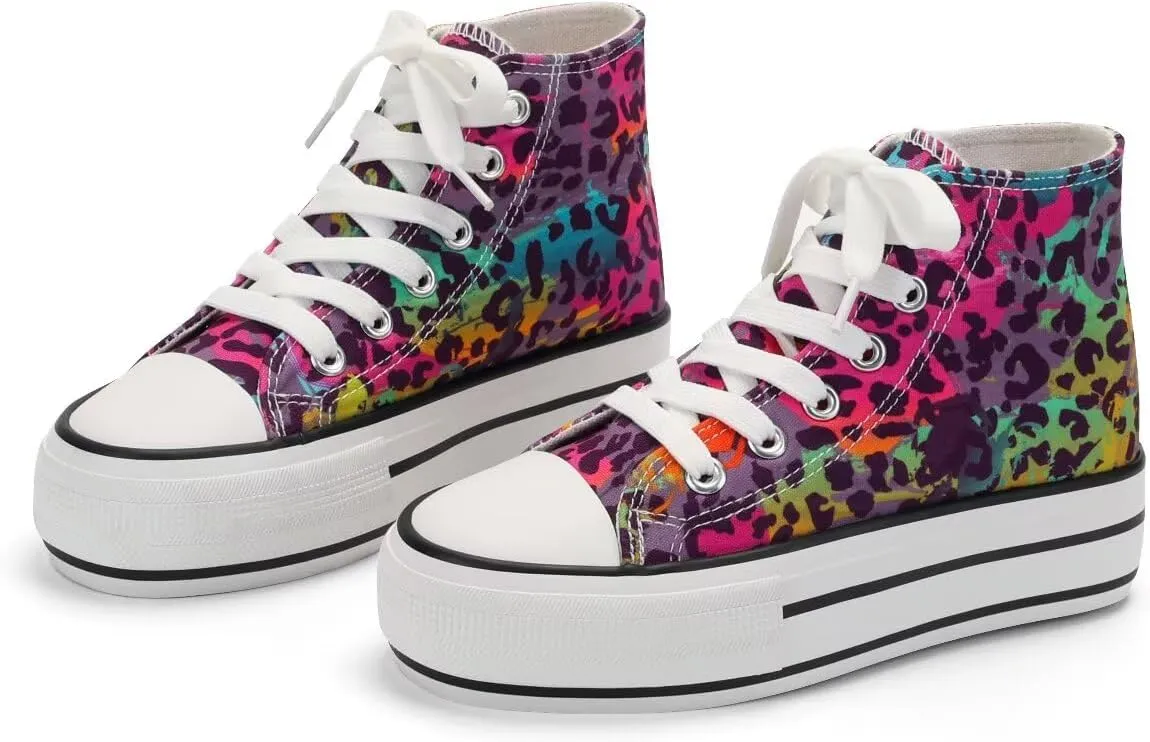 ANTLULU Girls?? Platform Canvas Shoes Low Top and High Top Canvas Sneakers Lace-up Fashion Casual Shoes for Girls
