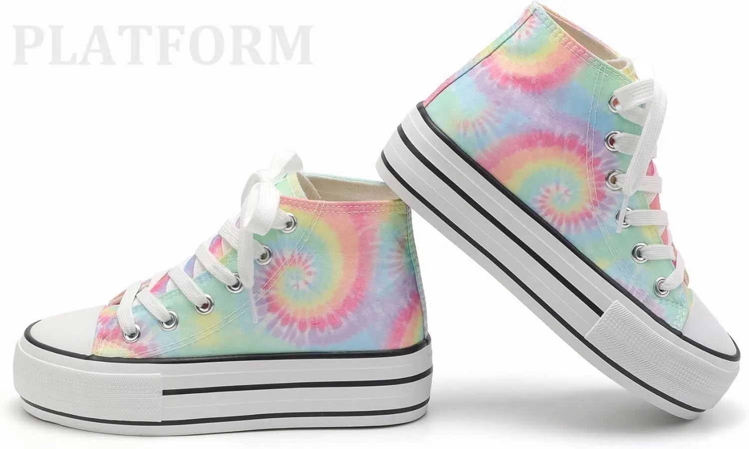 ANTLULU Girls??Platform Canvas Shoes Low Top and High Top Canvas Sneakers Lace-up Fashion Casual Shoes for Girls