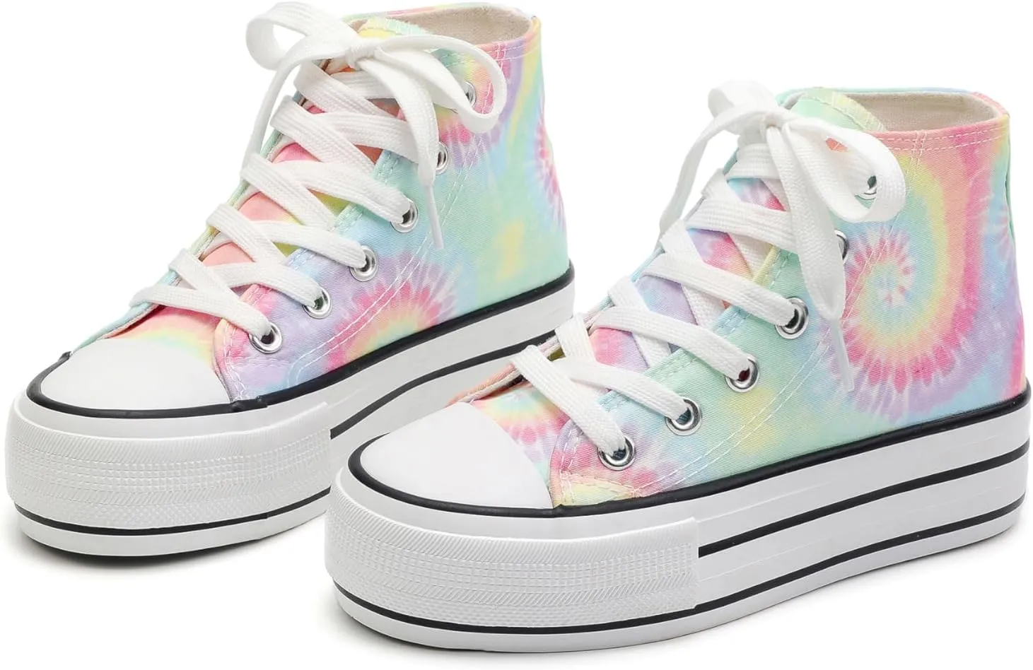 ANTLULU Girls??Platform Canvas Shoes Low Top and High Top Canvas Sneakers Lace-up Fashion Casual Shoes for Girls