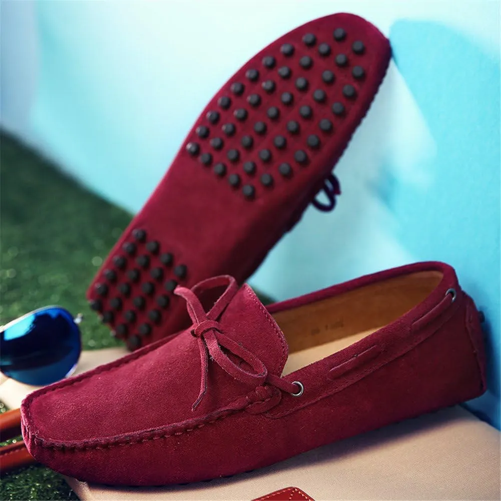 ANUFER Men's Soft Suede Leather Driving Loafers Shoes Bowtie Moccasin Slippers Big Size