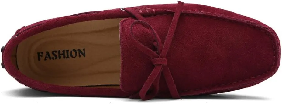 ANUFER Men's Soft Suede Leather Driving Loafers Shoes Bowtie Moccasin Slippers Big Size