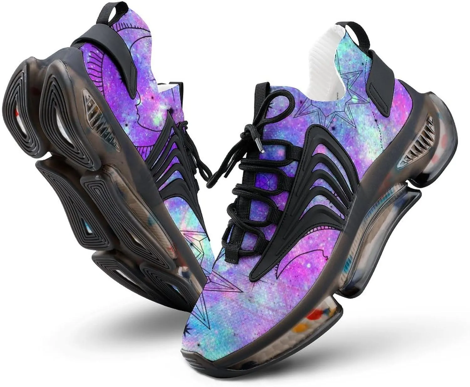 Astrological Galaxy Print Walking Shoes for Men Lightweight Tennis Fashion Elastic Sports Shoes Cushion Basketball Shoes