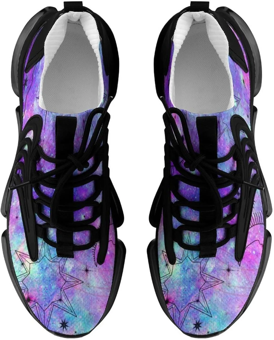 Astrological Galaxy Print Walking Shoes for Men Lightweight Tennis Fashion Elastic Sports Shoes Cushion Basketball Shoes