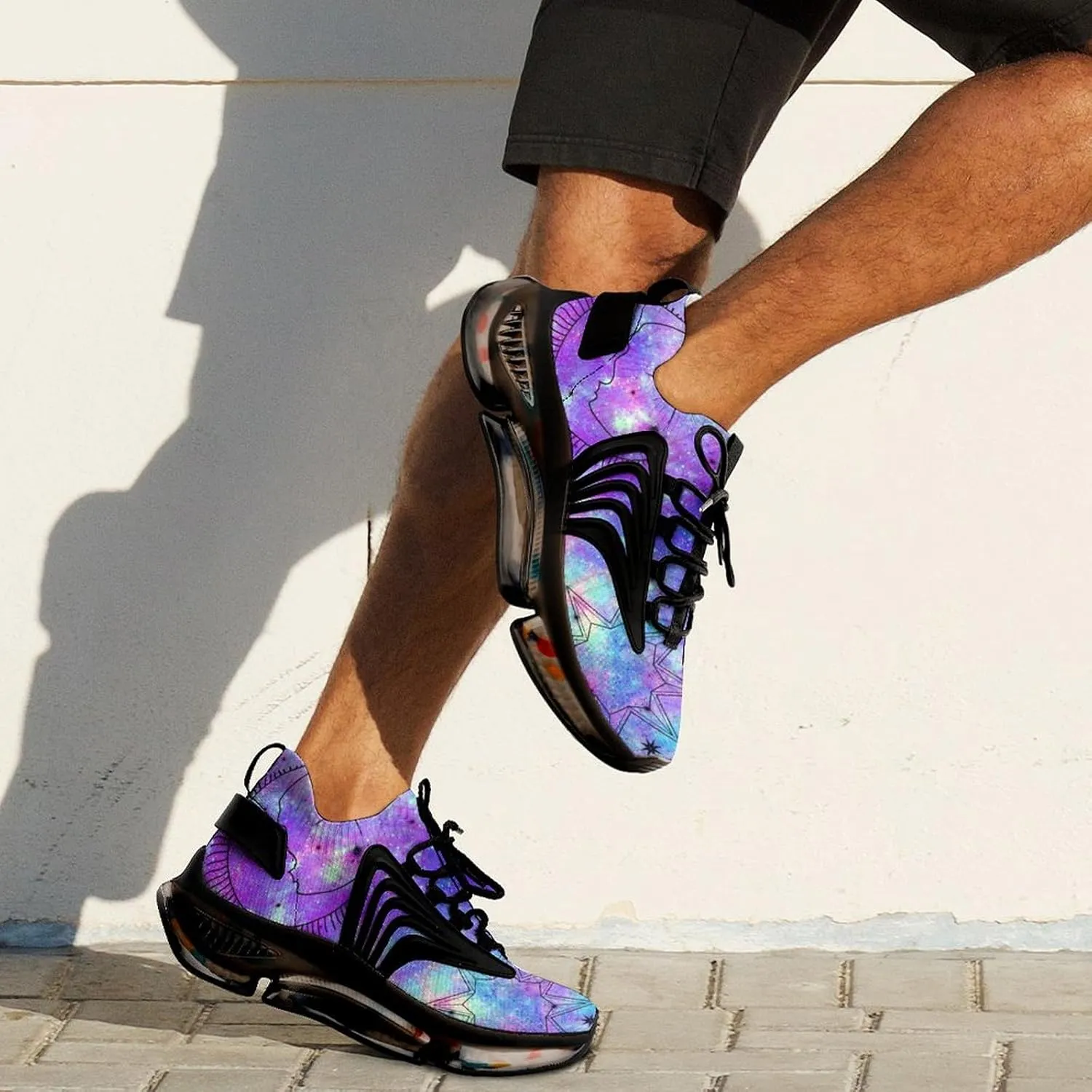 Astrological Galaxy Print Walking Shoes for Men Lightweight Tennis Fashion Elastic Sports Shoes Cushion Basketball Shoes