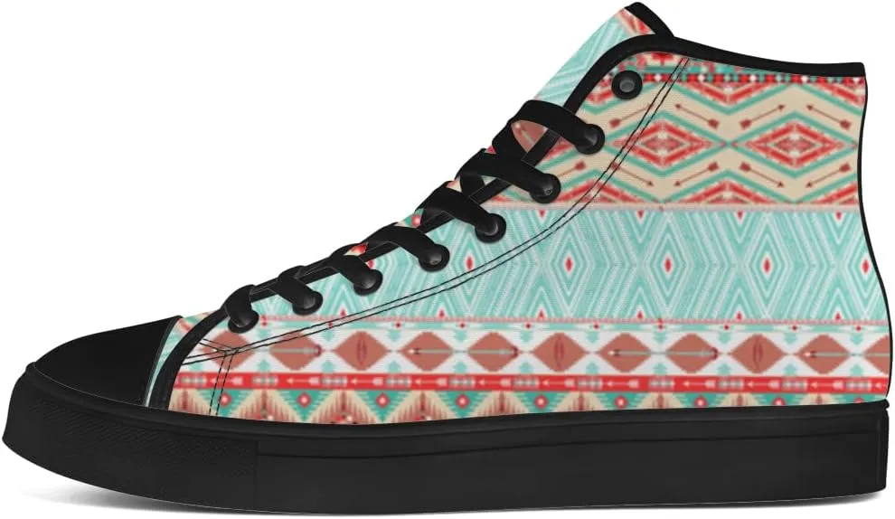 Aztec Shoes for Men Women Native American High Top Canvas Sneakers Lace Up Casual Walking Shoes Gifts for Him Her