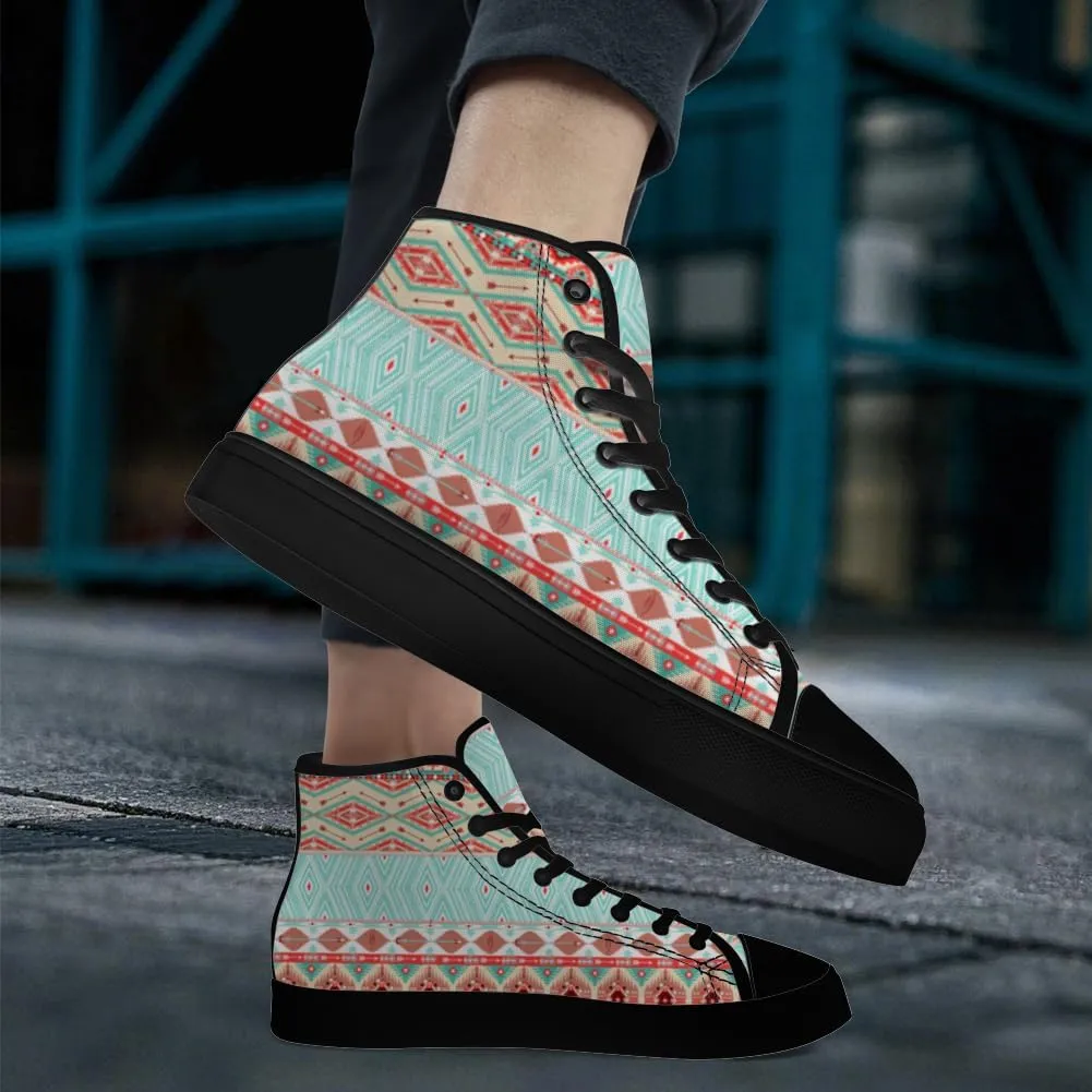 Aztec Shoes for Men Women Native American High Top Canvas Sneakers Lace Up Casual Walking Shoes Gifts for Him Her