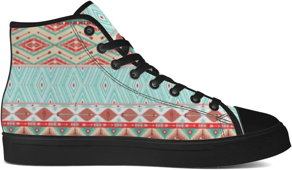 Aztec Shoes for Men Women Native American High Top Canvas Sneakers Lace Up Casual Walking Shoes Gifts for Him Her