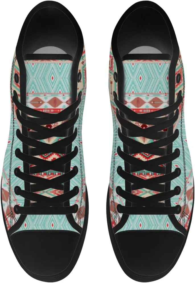 Aztec Shoes for Men Women Native American High Top Canvas Sneakers Lace Up Casual Walking Shoes Gifts for Him Her