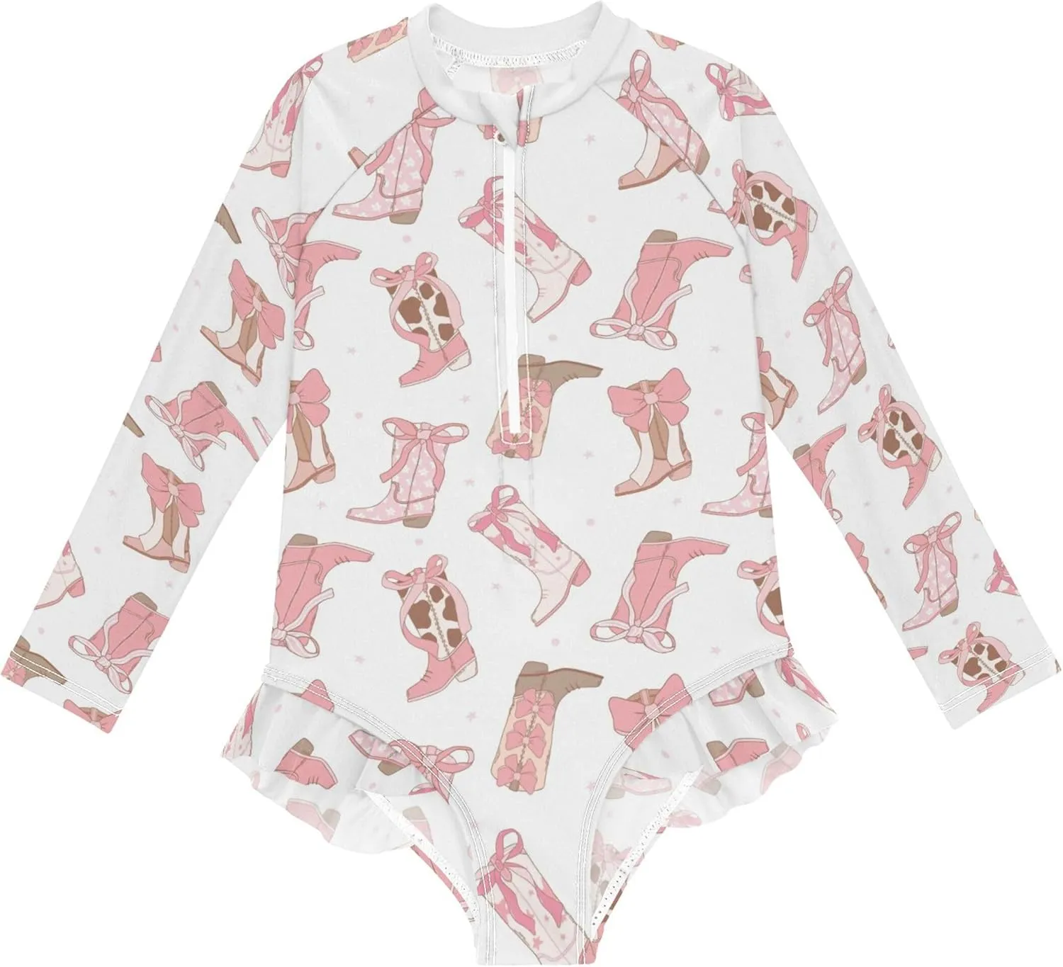 Baby Girl Bathing Suit Long Sleeve UPF 50  One Piece Toddler Swimsuit