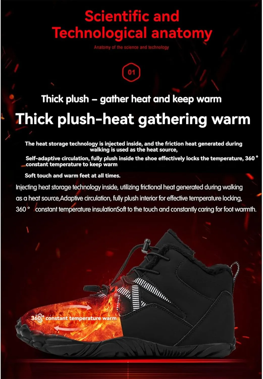 Barefoot Hiking Shoes Women Men Winter Warm Wide Toe Box Snow Boots Minimalist Zero Drop Outdoor Shoe Non Slip Soft Sole Sneakers Comfort Outdoor Ankle Booties Five Finger Sneakers Hike Walking Shoes