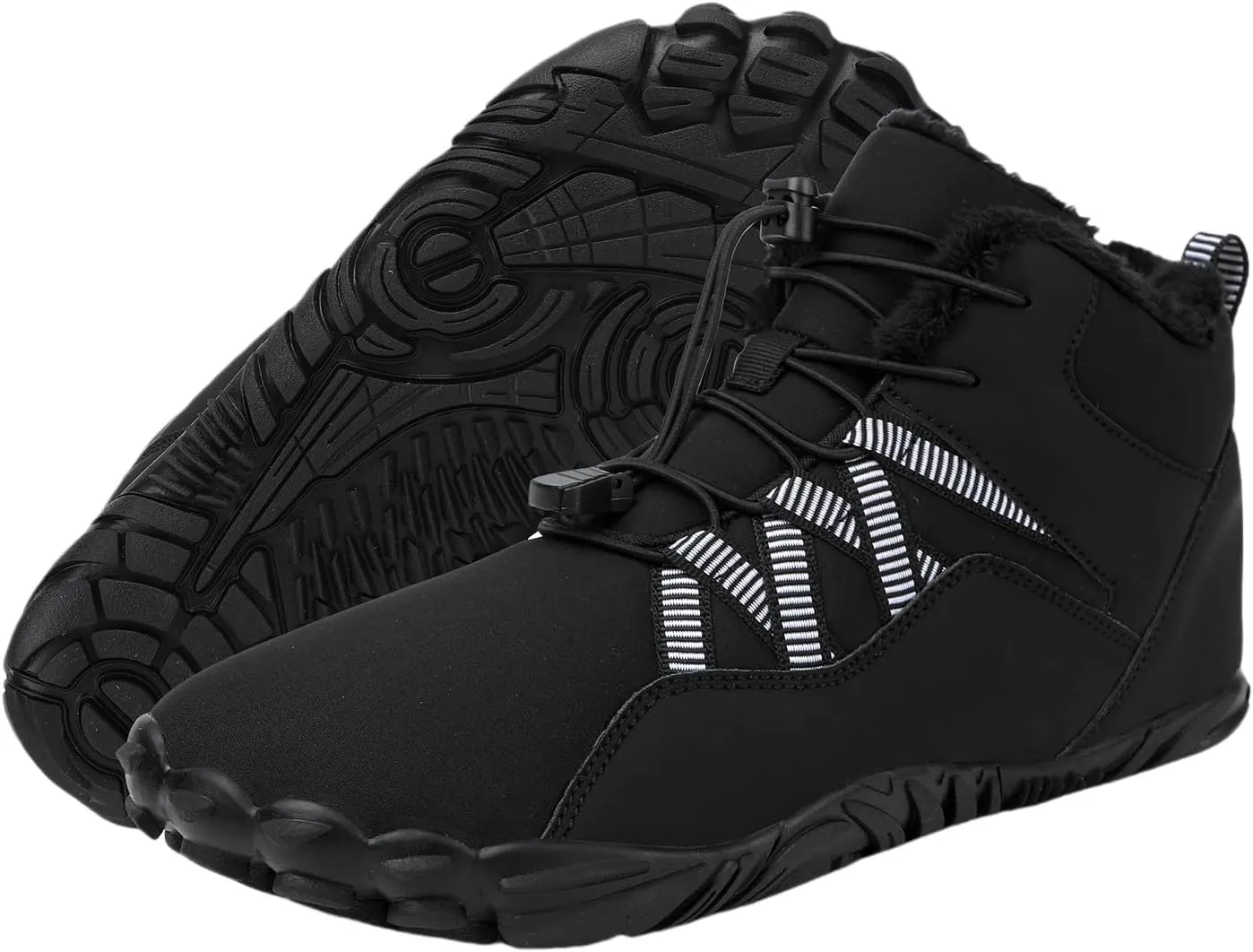 Barefoot Hiking Shoes Women Men Winter Warm Wide Toe Box Snow Boots Minimalist Zero Drop Outdoor Shoe Non Slip Soft Sole Sneakers Comfort Outdoor Ankle Booties Five Finger Sneakers Hike Walking Shoes