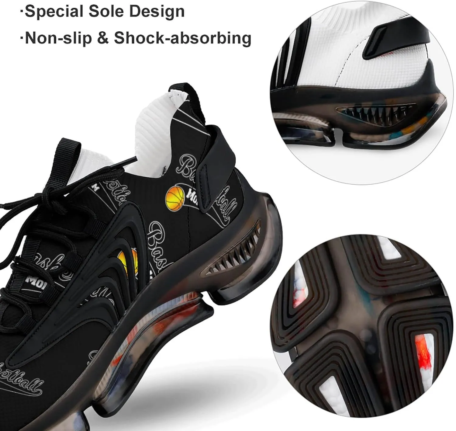 Basketball Mom Walking Shoes for Men Lightweight Tennis Fashion Elastic Sports Shoes Cushion Basketball Shoes