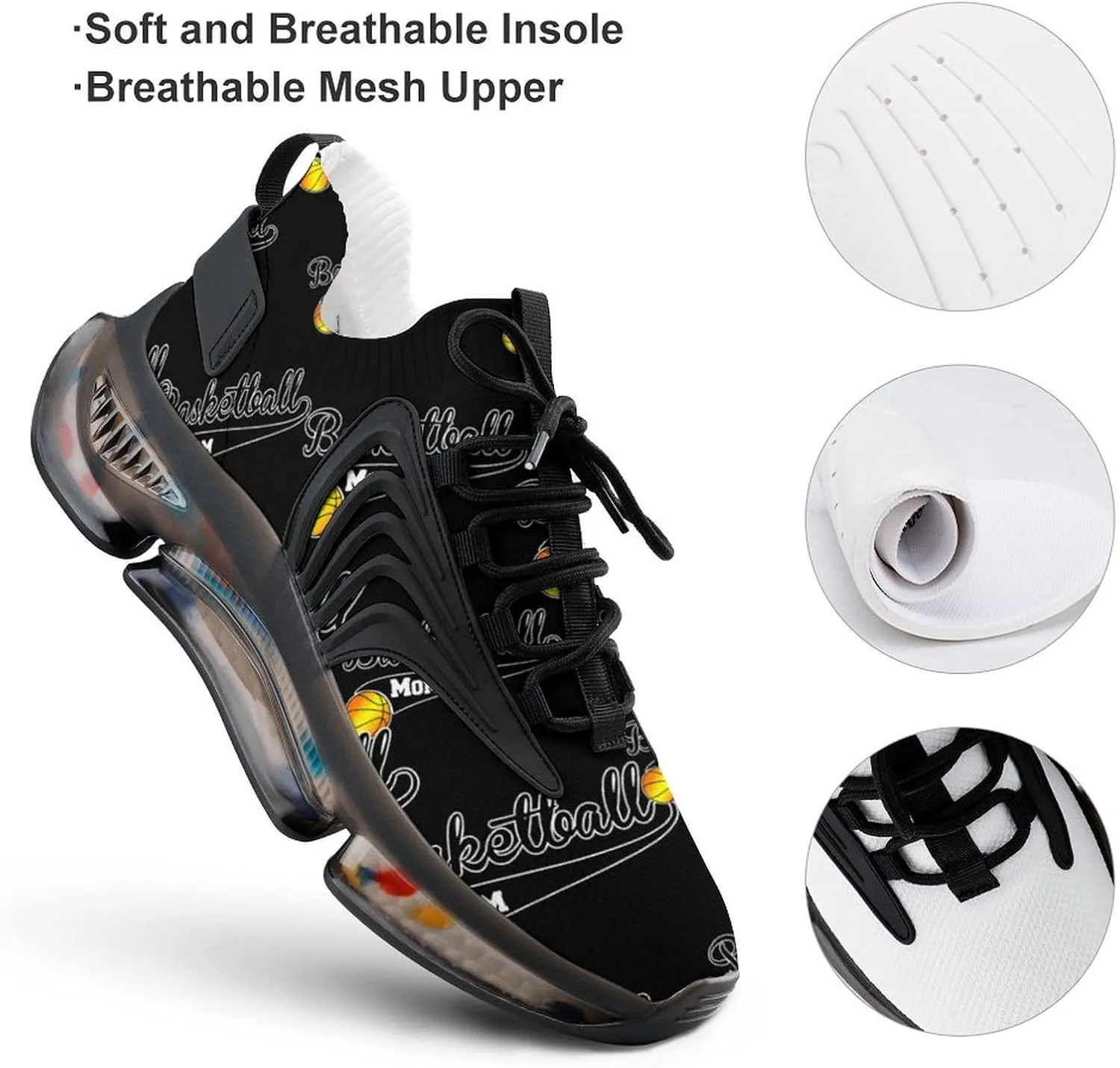 Basketball Mom Walking Shoes for Men Lightweight Tennis Fashion Elastic Sports Shoes Cushion Basketball Shoes