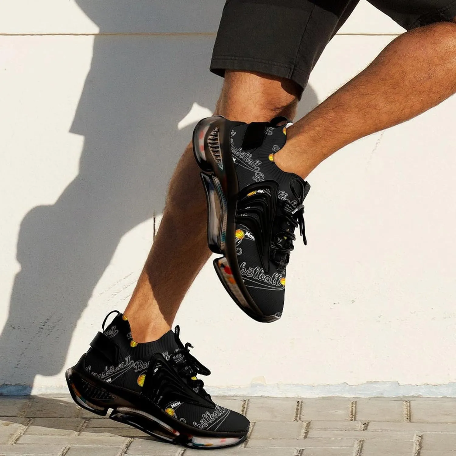 Basketball Mom Walking Shoes for Men Lightweight Tennis Fashion Elastic Sports Shoes Cushion Basketball Shoes