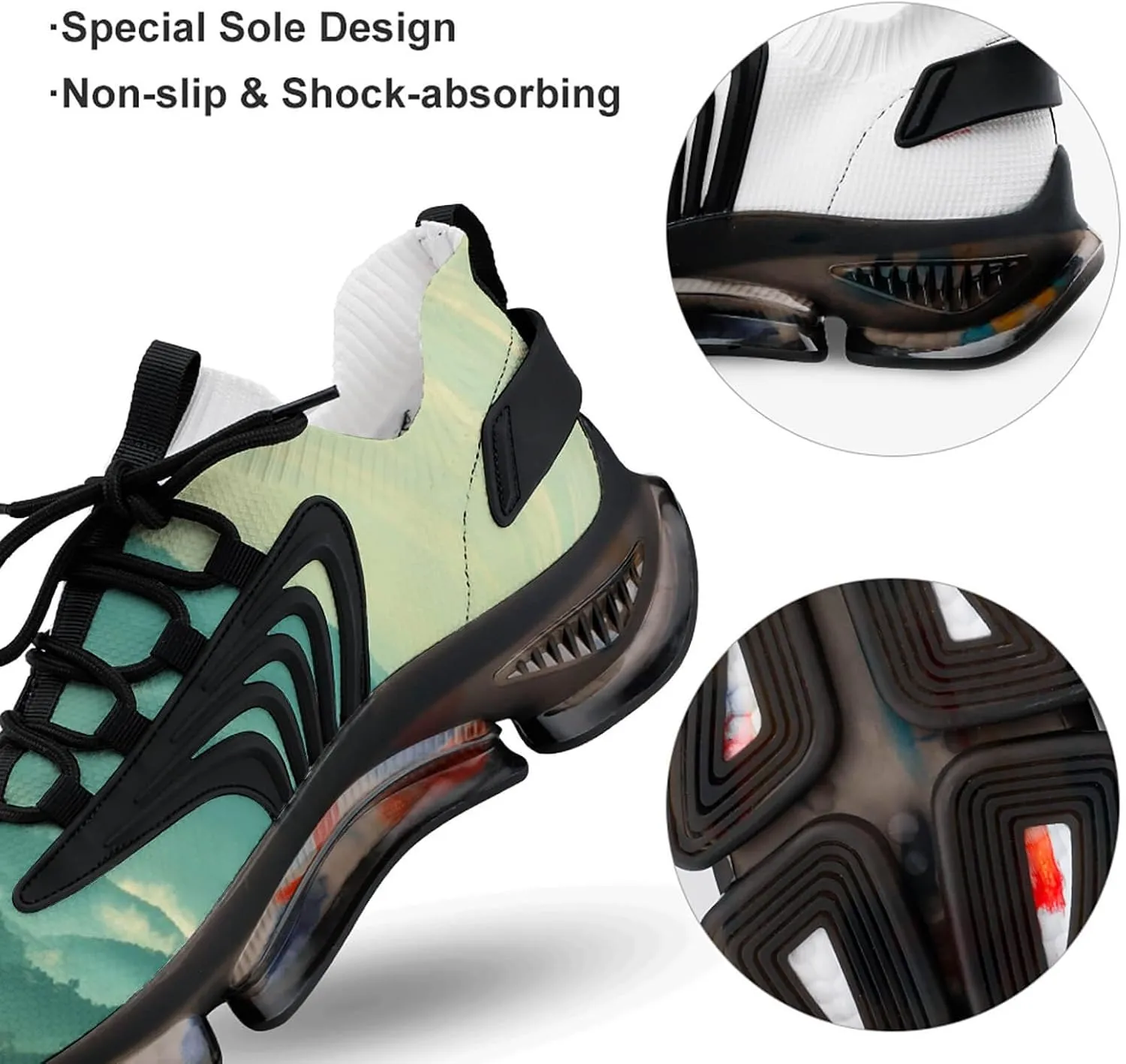 Beautiful Landscape of Mountain Layer Walking Shoes for Men Lightweight Tennis Fashion Elastic Sports Shoes Cushion Basketball Shoes