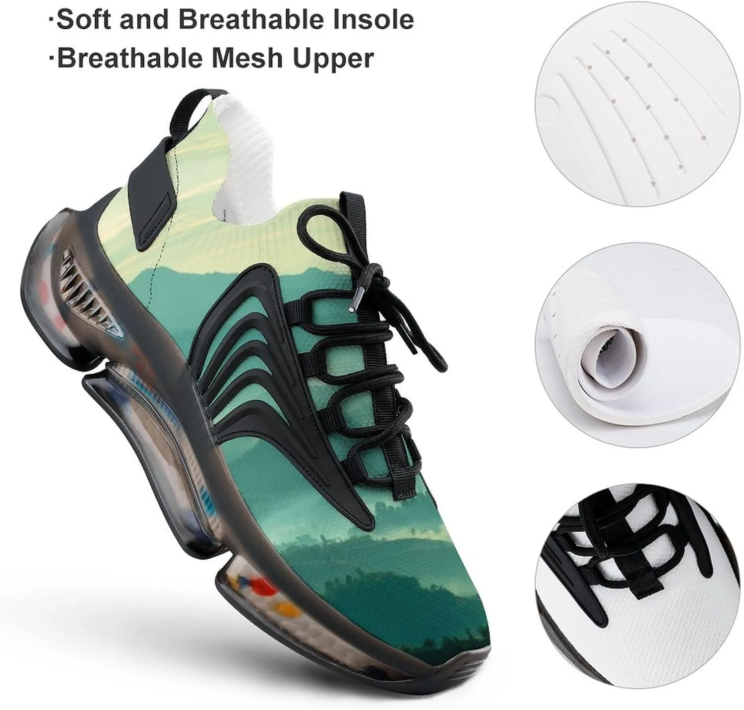 Beautiful Landscape of Mountain Layer Walking Shoes for Men Lightweight Tennis Fashion Elastic Sports Shoes Cushion Basketball Shoes