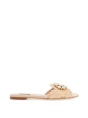 Bianca Lace Embellished Slides