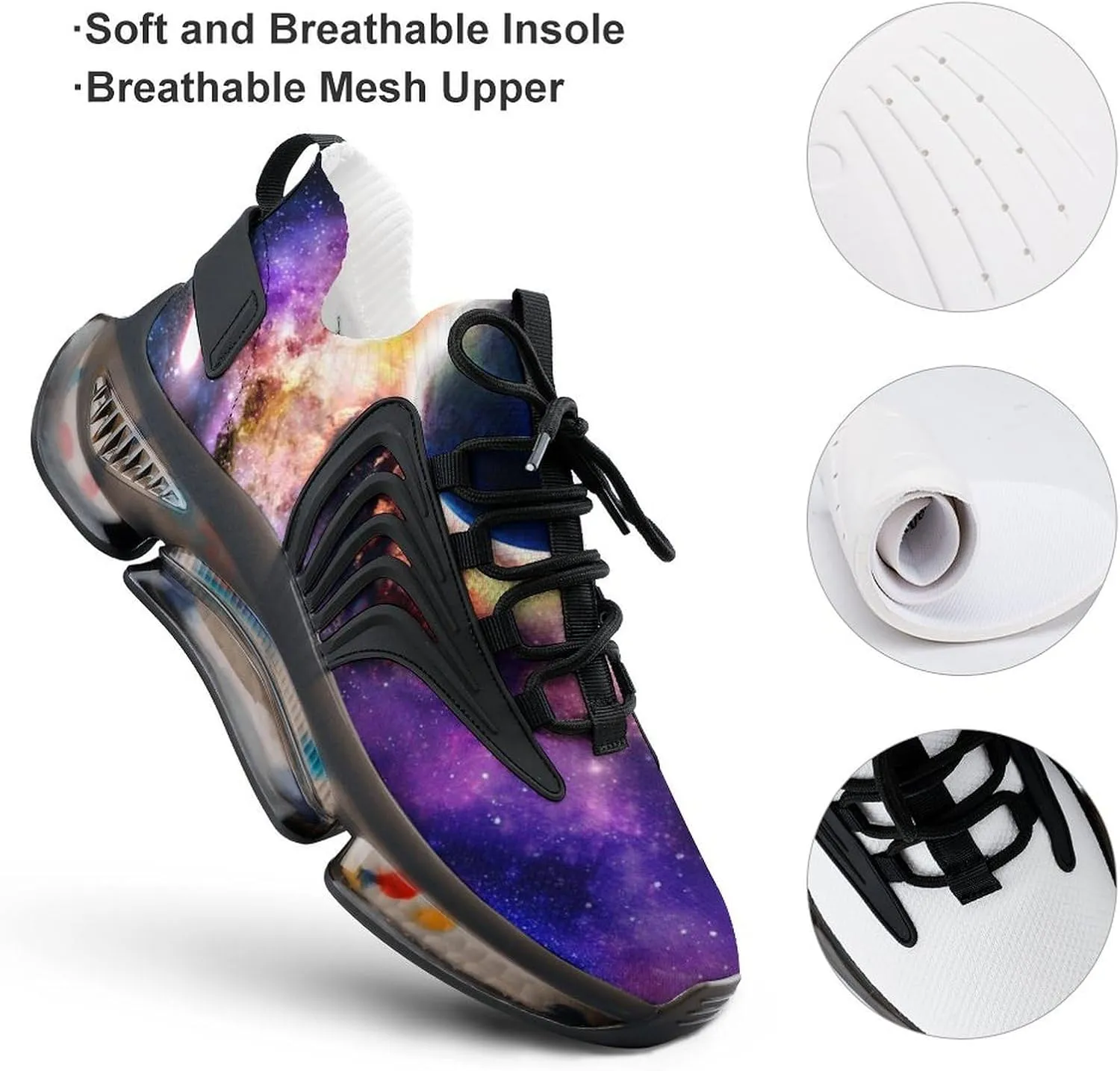 Big Bang Solar System Planet Walking Shoes for Men Lightweight Tennis Fashion Elastic Sports Shoes Cushion Basketball Shoes