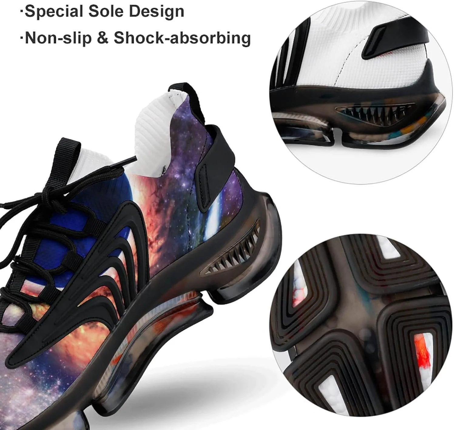 Big Bang Solar System Planet Walking Shoes for Men Lightweight Tennis Fashion Elastic Sports Shoes Cushion Basketball Shoes