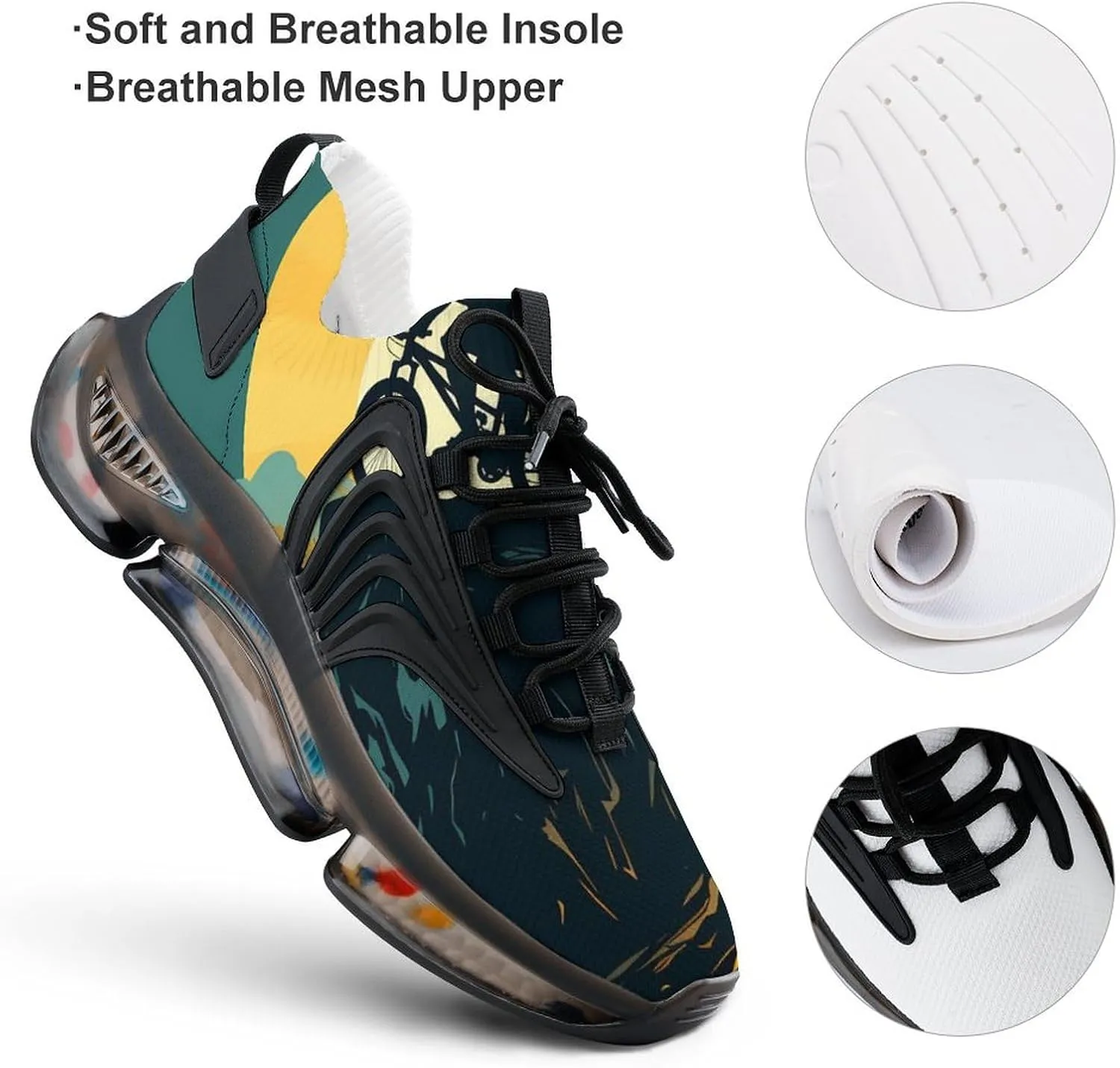Bike Ride Walking Shoes for Men Lightweight Tennis Fashion Elastic Sports Shoes Cushion Basketball Shoes