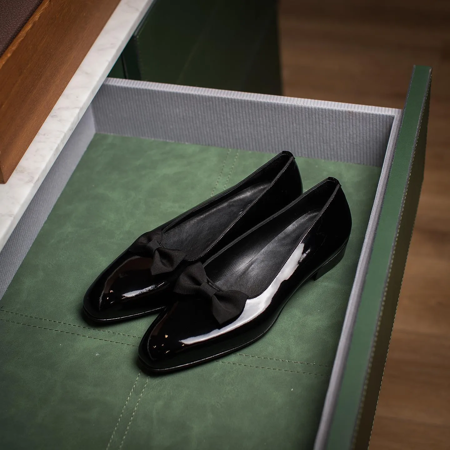 Black Leather Siena Slip On Opera Loafers - AW24