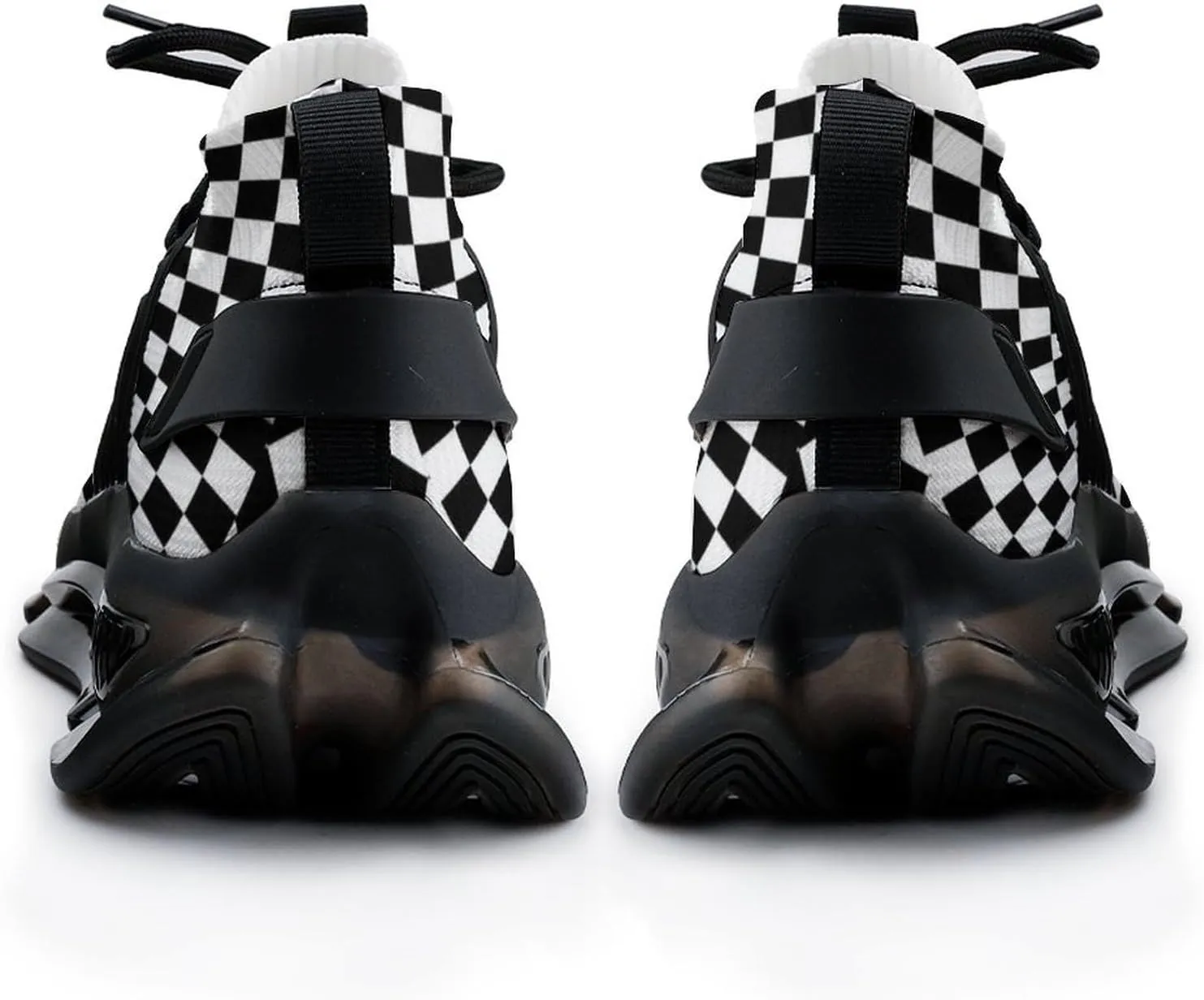 Black White Psychedelic Vortex Plaid Walking Shoes for Men Lightweight Tennis Fashion Elastic Sports Shoes Cushion Basketball Shoes