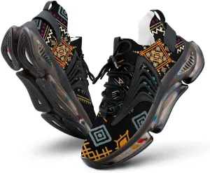 BohoEthnic Pattern Walking Shoes for Men Lightweight Tennis Fashion Elastic Sports Shoes Cushion Basketball Shoes