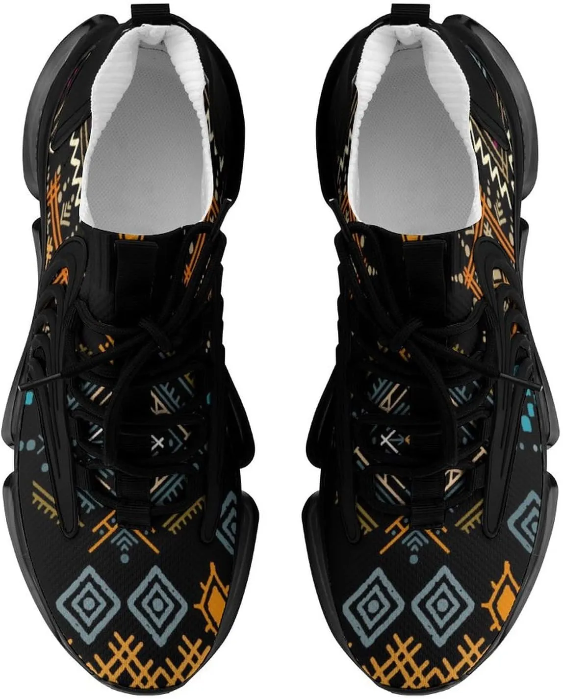 BohoEthnic Pattern Walking Shoes for Men Lightweight Tennis Fashion Elastic Sports Shoes Cushion Basketball Shoes